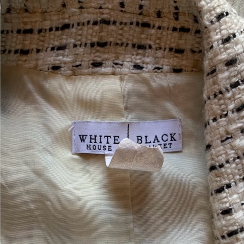 Ivory Tweed Fringe Bolero Jacket White House Black Market Sz 2 #4 - Picture 8 of 10